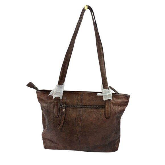 *New Oak Leathers Handbag Purse Brown Weaved Leather Satchel Shoulder Bag - Picture 2 of 7